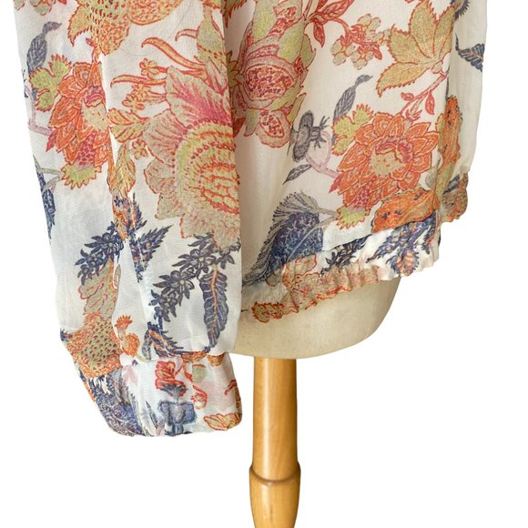 NWT Hillary Scott Floral Bomber Jacket XL Sheer Chiffon Cottagecore Coastal Fall - Picture 8 of 13